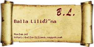 Balla Liliána névjegykártya